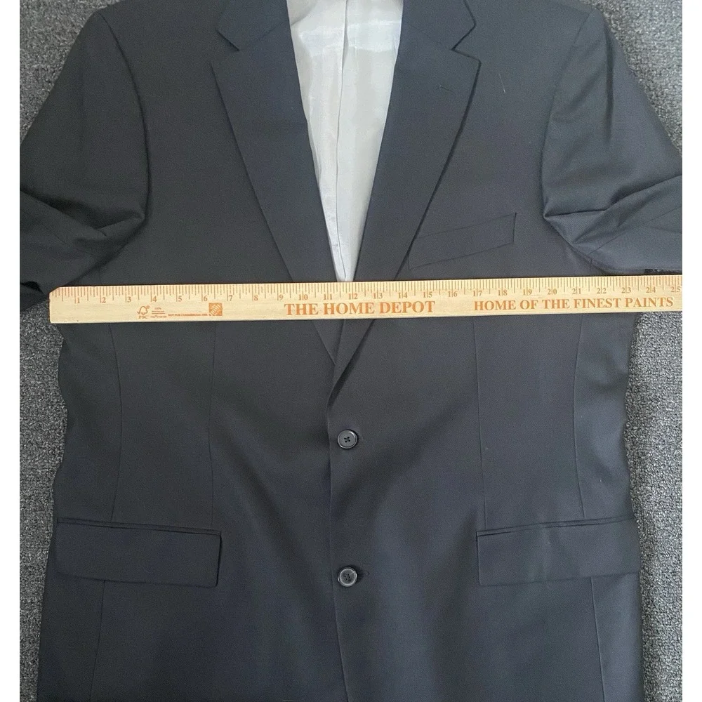 Hugo Boss Pasolini Guabello Biotech Wool Blazer Solid Black Mens 46L Notch Lapel